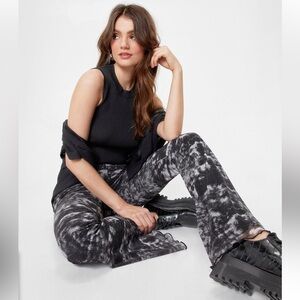 Nasty Gal Black Gray Wide Leg‎ Flare Mesh Pants Grunge Rock Y2K style 6 S